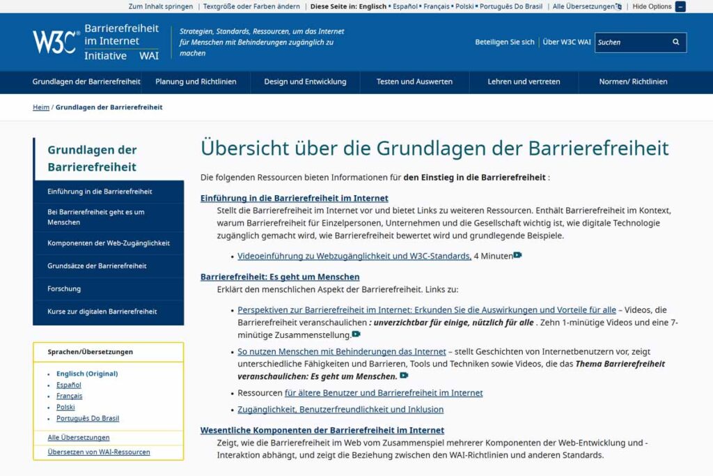 Übersicht über die Grundlagen der Barrierefreiheit