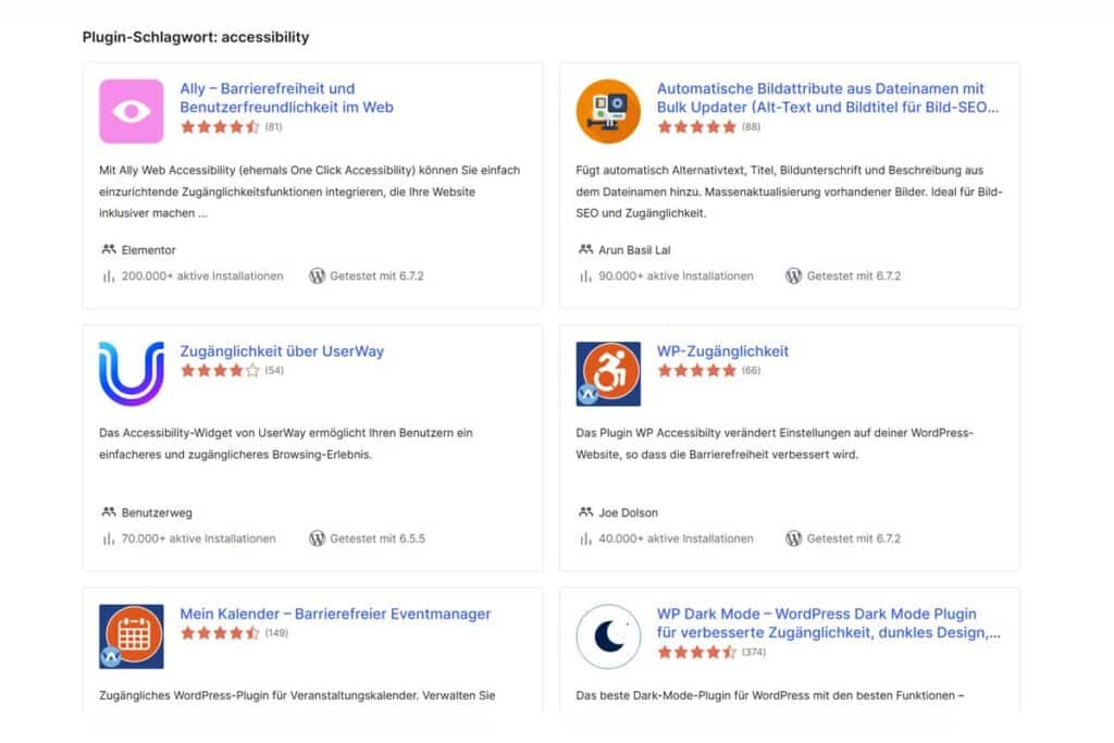 Plugins zur Verbesserung der Barrierefreiheit