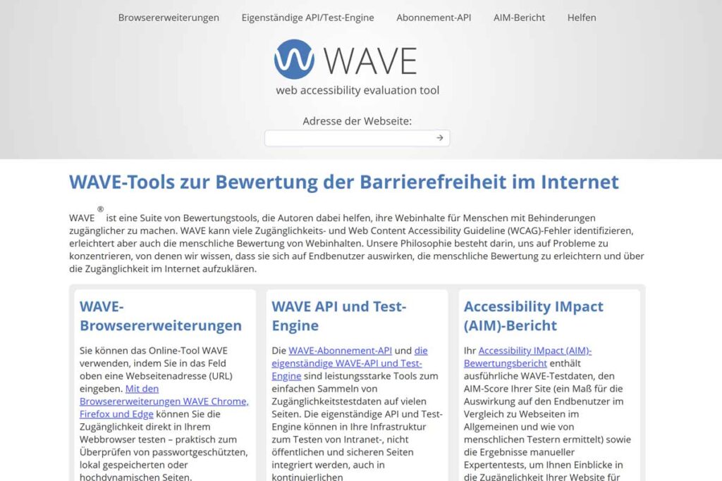 Werkzeuge zur Bewertung der Barrierefreiheit im Internet