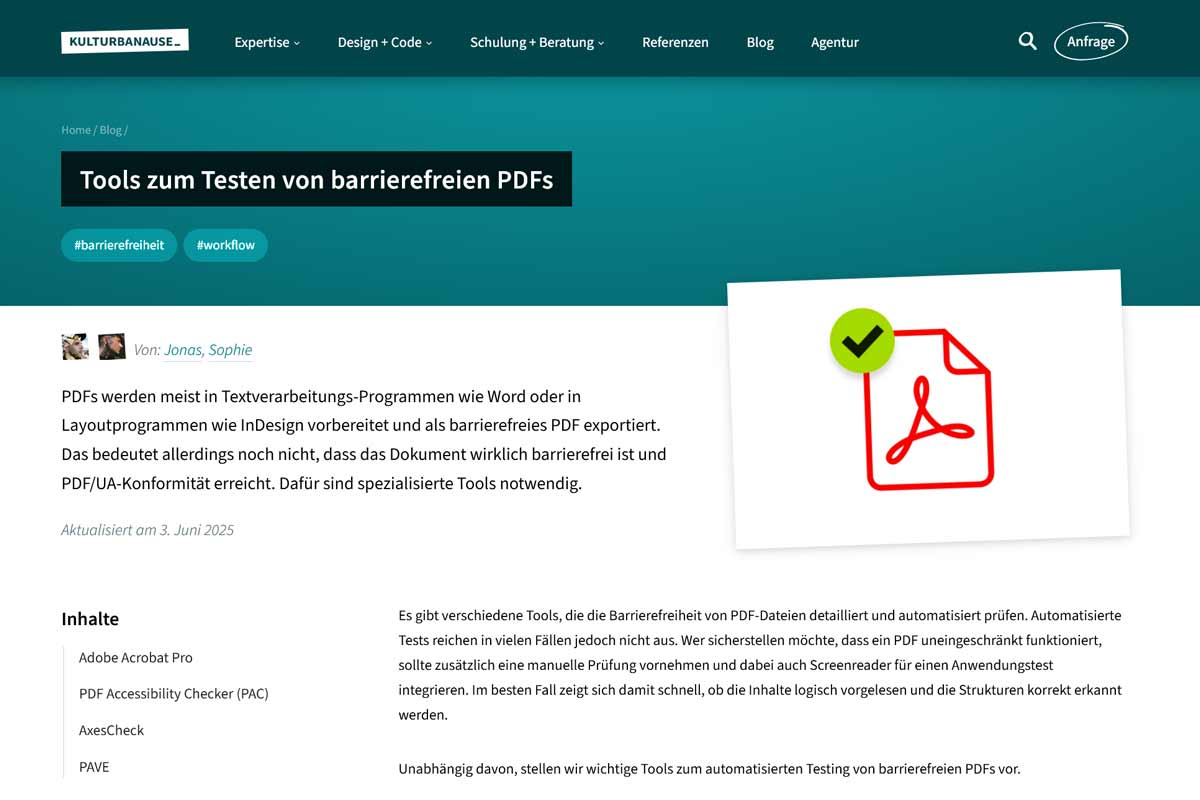 Tools zum Testen von barrierefreien PDFs
